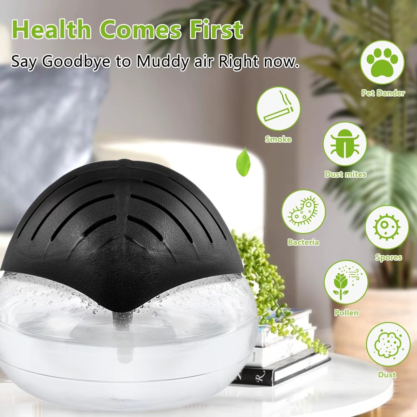 Water Air Purifier- Water Filter Air Washer for and Office, Air Revitalizer Humidifier, Essential Oil Diffuser with 7 Led Nigh