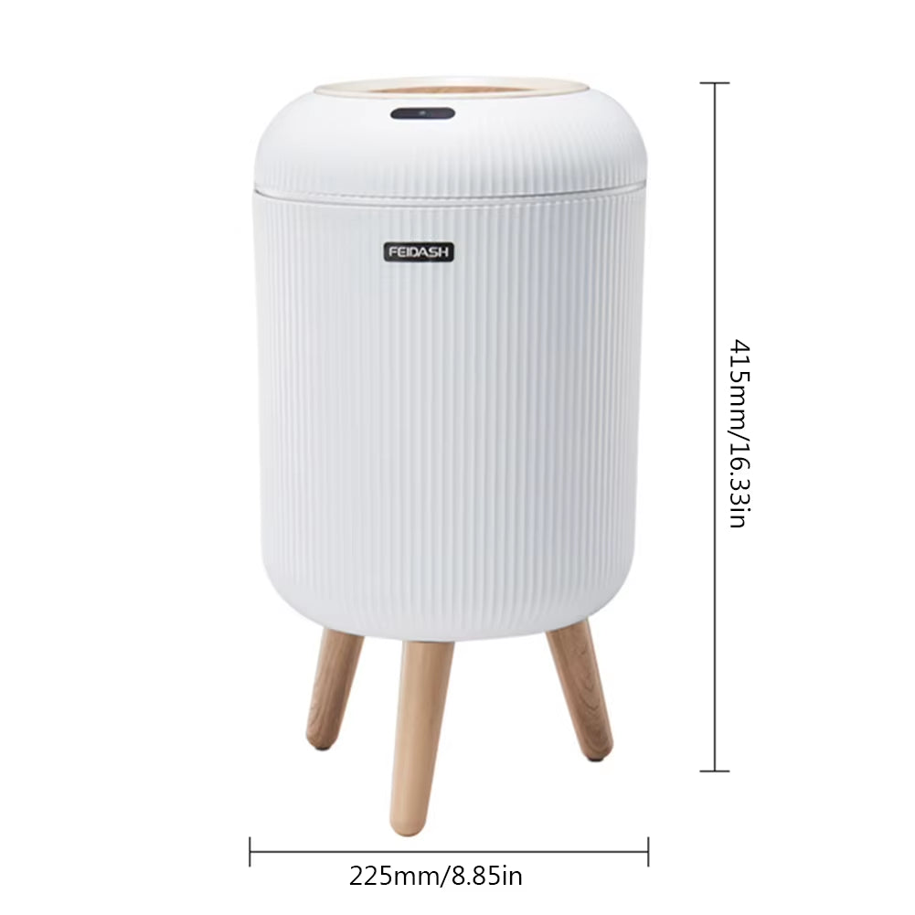 9.5L/10L Universal Wooden High Foot Trash Can Automatic Sensor Trash Can Wastebasket for Bathroom Kitchen Living Room Smart Home